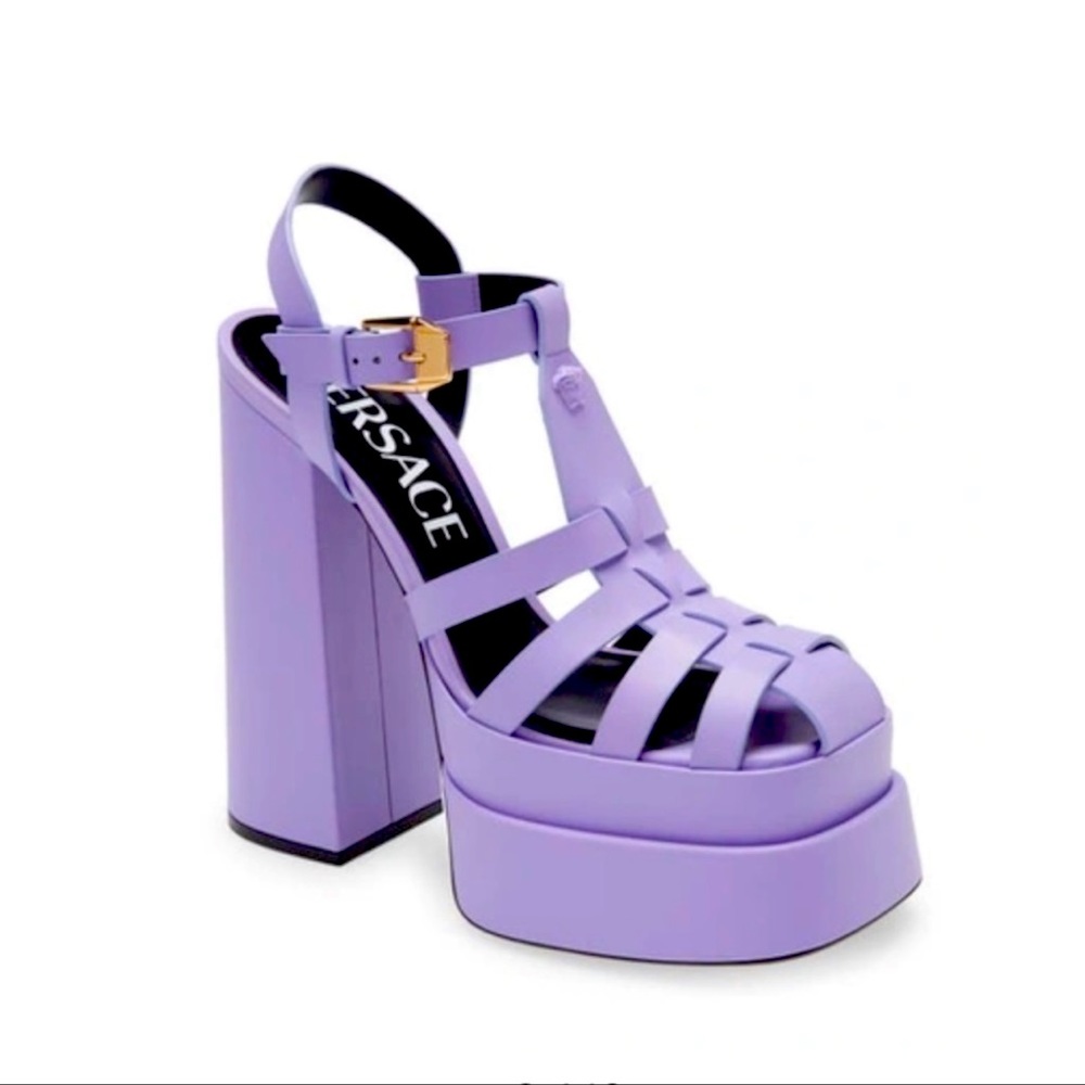 New Versace Purple la Medusa Platform Mary Jane Size 37